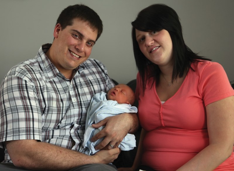 Tyler and Vanessa O’Quinn with their son Easton. Easton was born in Barrhead after the couple learned the Westlock maternity ward was closed due to a lack of staff.