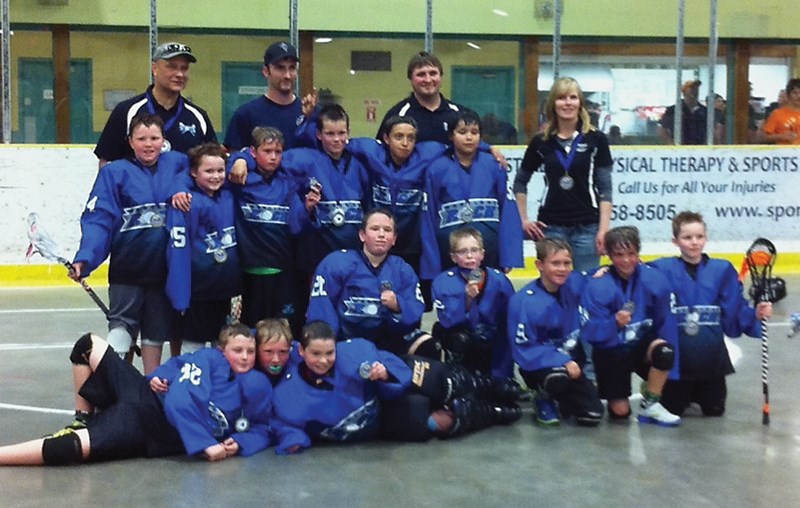 The novice Rock after winning the Baggataway tournament in June. Back (L-R): Pierre Ouimet (coach), Rory McCormick, Jared Stranaghan, Michelle Callihoo. Middle: Declan