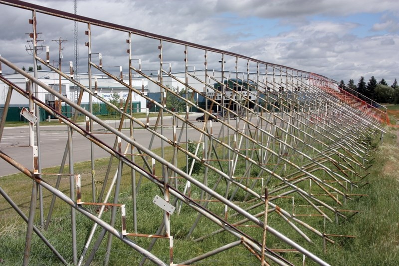 The grandstands at the Westlock Ag Society’s track near the Westlock Rotary Spirit Centre have been seatless for a couple months, but a work bee scheduled for today, July 15, 