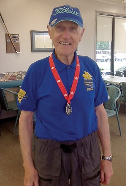 Alan Watt (top) won gold in the men’s 80-plus low gross golf event at the Aug. 27-30 Canada 55-Plus Summer Games in Strathcona County.