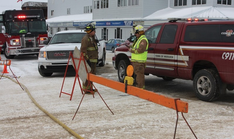 Town fire crews helped block traffic and ventilate the storm sewer system after a natural gas leak was detected downtown on Wednesday afternoon. Altagas crews worked to