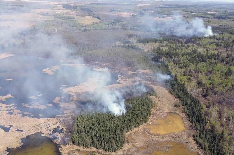 The scene from the air of a 38-hectare fire near Clyde.