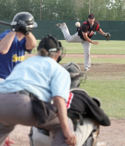 Red Lions manager Adam Sawatzky made his Grey Lions debut, pitching the sixth inning in an 11-1 win over the Edmonton Brewers June 18.