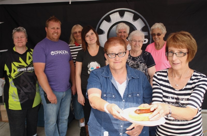 L-R: Bertha Hauch, Sharon Kennedy, Mario Hoevers, Dan Horinek, Katrina Ross, Sister Eileen Boyle, Edna Kieser, Barbara Zelinsky and Elaine Keller at the Precision Xtreme