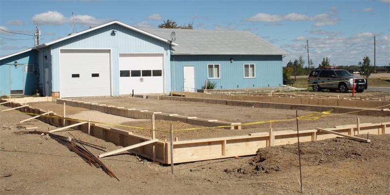 The construction of an additional bay at the Busby Fire Hall broke ground last week. The Busby Volunteer Fire Department fundraised the entire $100,000 for the project. The