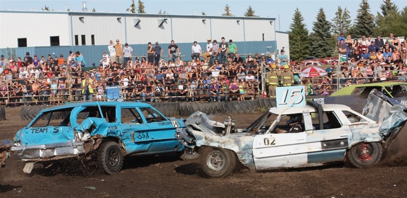 The stands were packed Aug. 23 for the demolition derby which wrapped the fair. This year’s event featured 29 drivers.