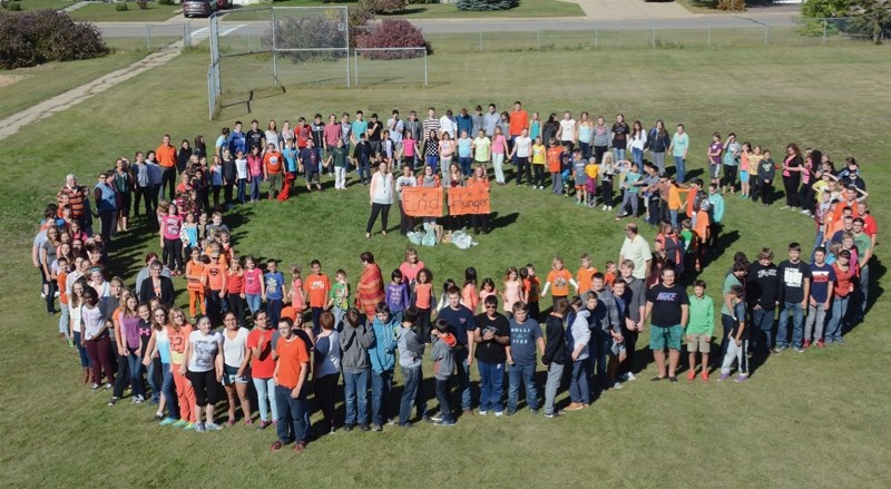 On Sept. 18 students at St. Mary School wore orange in support of ending hunger and to help the Westlock and District Food Bank, a campaign initiated by Janelle Da Cunha’s