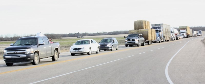 The scene on Highway 18 on Oct. 28 near the Pembina River Bridge during the RCMP search for Curtis Powder.