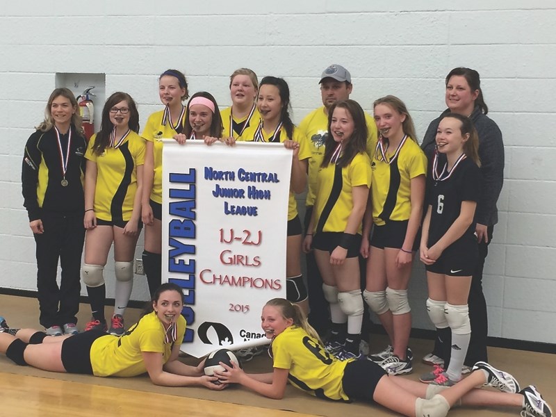 The PNCS zone winning team, back row, L-R, coach Michelle Rau, Ashley Hall, Erica Kaliel, Kalina MacIntyre, Payton Gregoire, Haley Chapotelle, coach Jay MacIntyre, Kailey