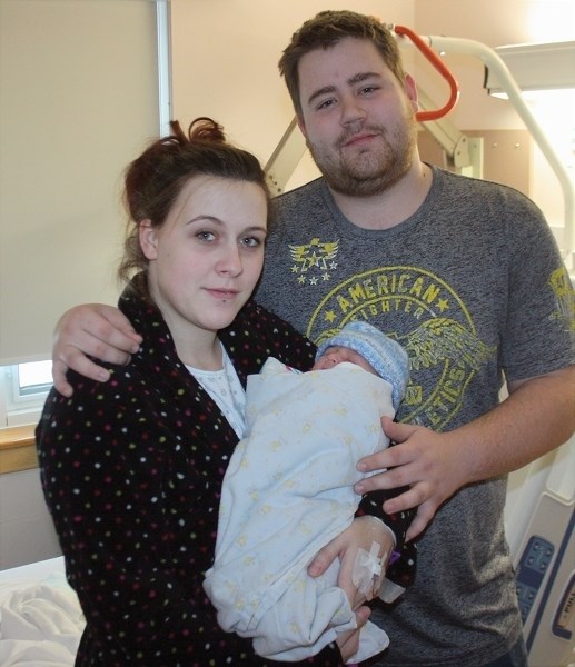 Brandi Uchytil and Thomas Stewart welcome Benjamin David Stewart to their family at the Westlock Healthcare Centre on Jan. 12. Benjamin is Westlock’s first newborn of 2016.