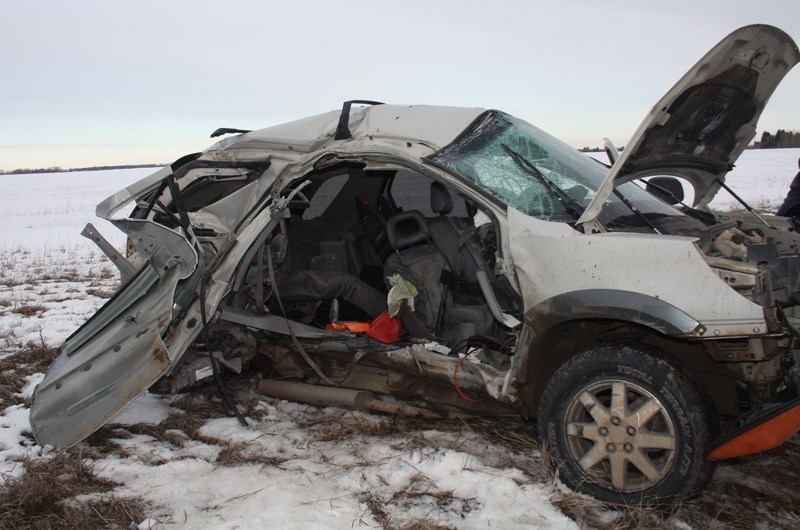 An area man was airlifted to an Edmonton hospital by STARS after his SUV collided with a tractor-trailer on Highway 2 and Township Road 590 on Wednesday, Feb. 17 around 2:30