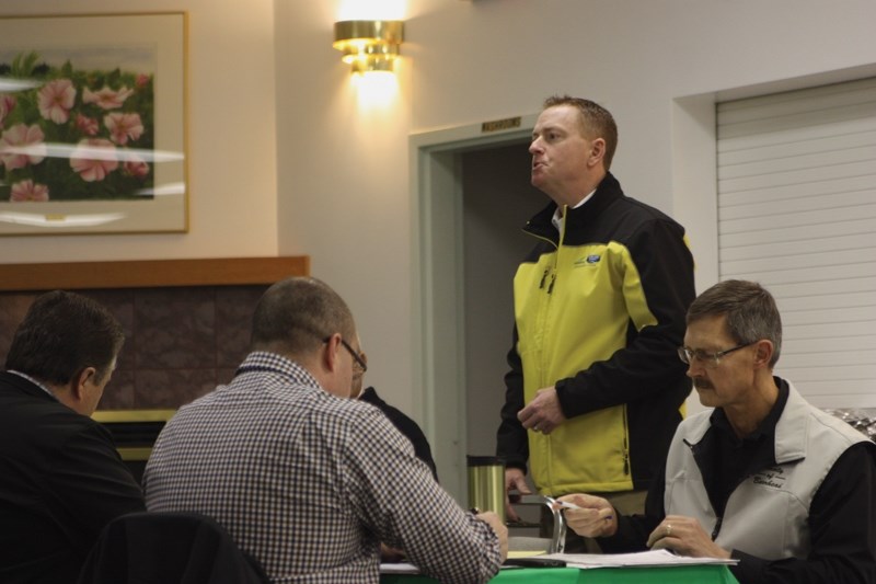 Woodlands County mayor Jim Rennie speaks to representatives from Westlock County and seven of its surrounding counties during a Feb. 25 meeting at the Westlock and District