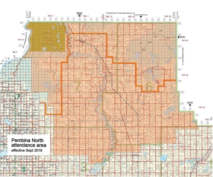 The new PNCS attendance area map show the new attendance areas approved on April 27. In the case of PNCS, Grade 7-8 students currently attending St. Mary or R.F. Staples can