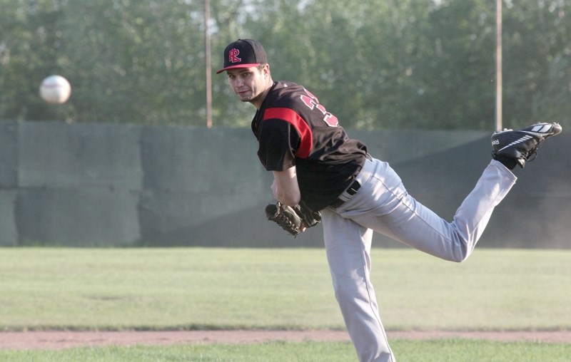 The Westlock Red Lions were victorious in their home opener on May 11 at Keller Field. Curtis Burlet (pictured) earned the win in an 8-2 route of the Barrhead Orioles.