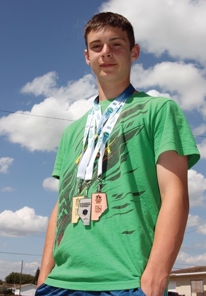 Kieran Michalczuk won gold, silver and bronze medals at the Alberta Summer Games held in Leduc July 14-17.