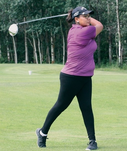 More than 30 area golfers competed in the Westlock Golf Course’s Ladies Open held Aug. 6-7. Shelley Courterille drives her ball down the fairway of hole ten during the