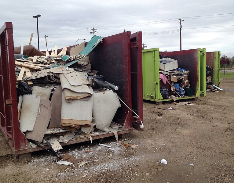 Waste bins were setup at the Rotary Spirit Centre for people to drop off their trash. The bins were to be collected Monday, Aug. 29.