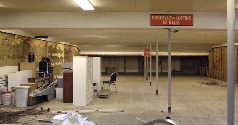What used to be bowling lanes has been stripped down to bare concrete at Westlock Bowl following the Aug. 22 flood. The business will be closed until at least January as