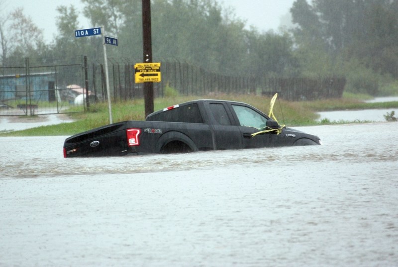 The scene of the Aug. 22 overland flood that hit Westlock. The town is going ahead with $125,000 worth of repairs to fix damaged infrastructure.