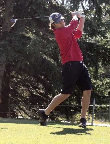 Aaron McNelly swings during the Westlock Golf Club’s championship held Sept. 10-11. McNelly topped the men’s event, bagging his seventh title.