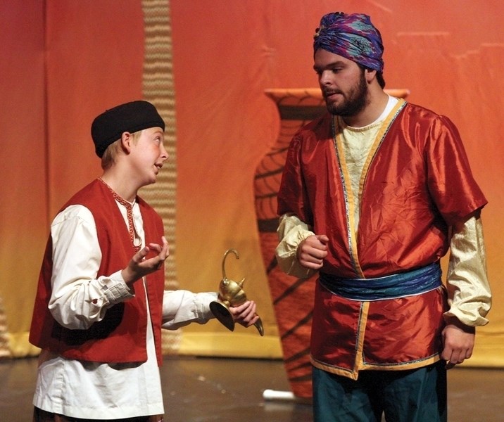 More than 60 actors took to the CATS stage Sept. 24 for back-to-back performances of Aladdin. Pictured is Aden Dupuis, as Aladdin and Missoula Children’s Theatres’ Benjamin