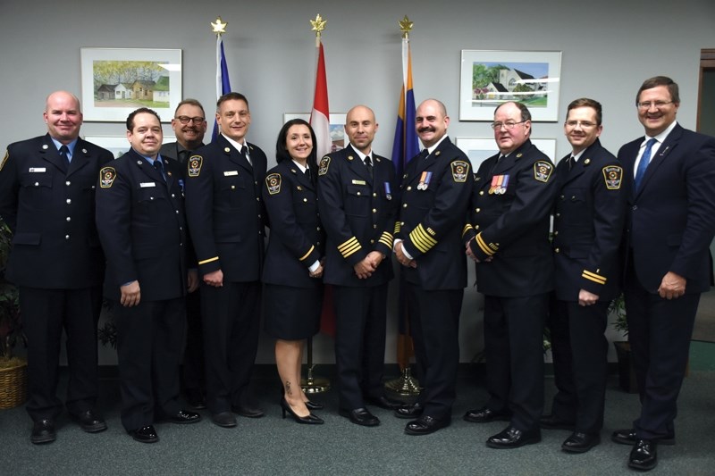 The Town of Westlock and the provincial government recognized seven firefighters from the Town of Westlock fire department Nov. 28 for their efforts fighting the Fort