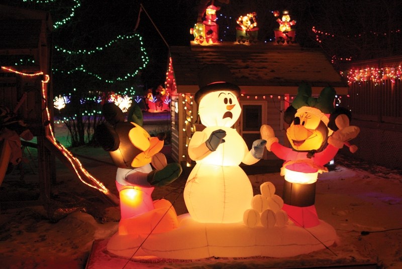 These twinkling displays are just some of the huge array of Christmas decorations distributed throughout the yard of the Boychuk family, who live just west of Clyde.