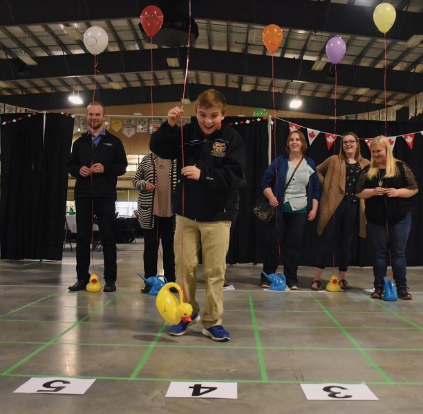 FCSS and Town of Westlock council-appointed committee volunteers let loose April 20 during Volunteer Appreciation Night at the Rotary Spirit Centre. Erik Wylie (centre) is