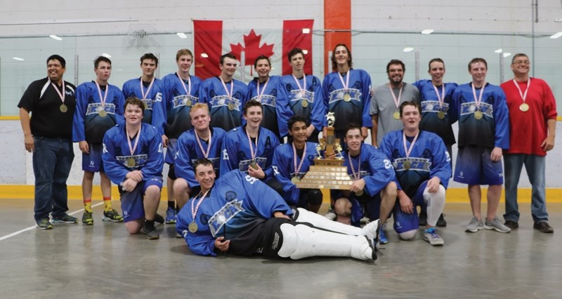 The Westlock Midget Rock capped an undefeated season June 28 with 12-5 win over the Edmonton Warriors. Back row, left to right, are assistant coach Brian Hegedus, Ryan