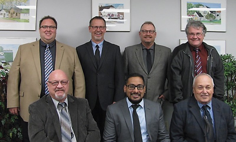 Wyatt Glebe (front row far left) is the only town councillor who won’t be running in the Oct. 16 municipal election after moving to St. Albert. The current council includes,