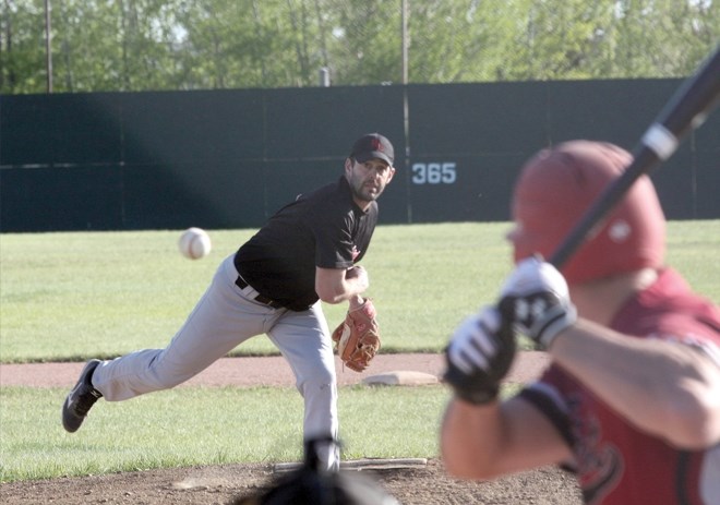 Grey Lions skipper Sheldon McConaghy throws a bullet during a regular season game. The Grey Lions are playing Game 3 of the semi against the Edmonton Heat Aug. 15 at Keller