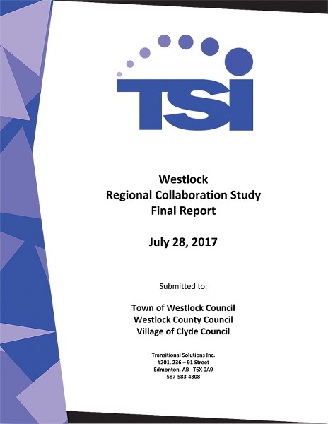 The Westlock Collaboration Study is done and proposes a number of areas where local municipalities can work together. The full document is available online at: