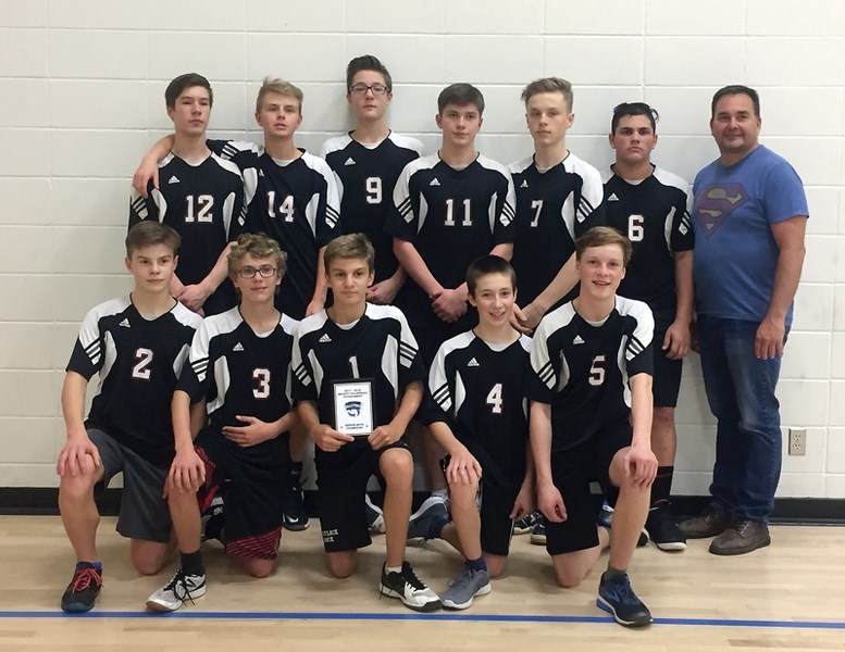 The R.F. Staples Junior High boys team had a year to remember, capturing the zone title Nov. 15 in Morinville. Front row, L-R: Noah Michalzcuk, Derek McCoy, Josh Fagnan,