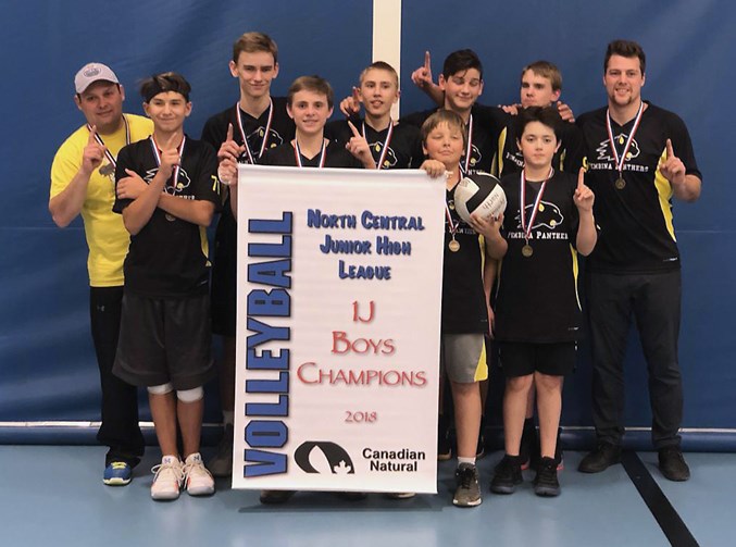  Boys coach Jay MacIntyre, Christopher Pechanec, Sean Kaliel, Carson Boulerice, Rysten Tomlinson, Mark Gibson, Dylan MacIntyre, Adam Drake, Liam Jensen and coach Mike Ivey.