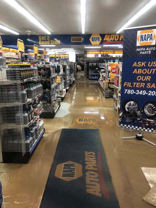  The scene at the NAPA store March 12 following a waterline break in front of the Town of Westlock Fire Hall.