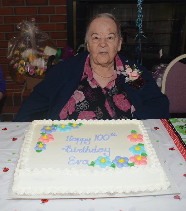  Eva Shank celebrated her 100th birthday at party held for her at Brookside Village in Westlock April 9. She officially became a centenarian April 12.