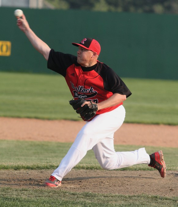  Red Lions pitcher Carmen Brown delivers a strike during the club’s 6-4 victory over the Edmonton Primeaus May 28. The win improved the Red Lions to 2-0-1 in the NCABL.
