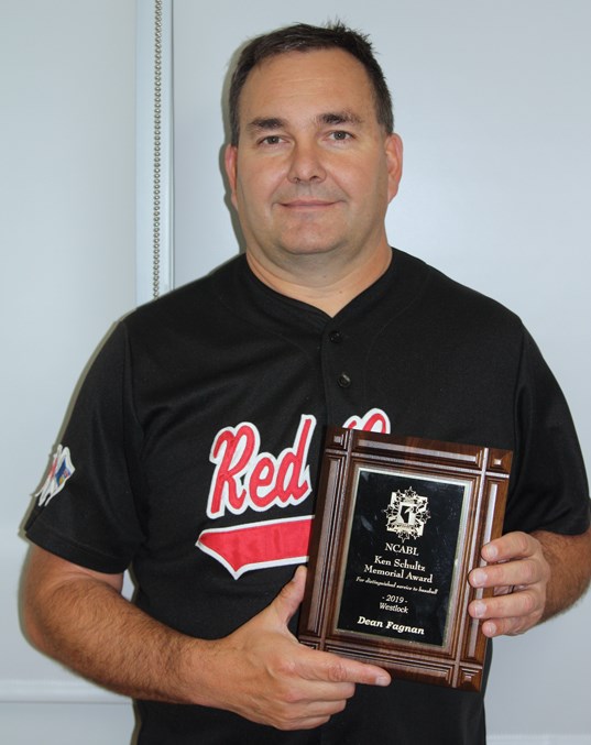  Westlock’s Dean Fagnan was recognized for his lifelong dedication to the game of baseball with the North Central Baseball League’s Ken Schultz Memorial Award last month. Fagnan joins other local baseball greats who have received the award including Chuck Keller, John Golinowski and Dwaine Jolliffe.