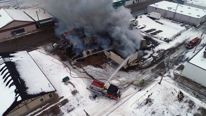  The fire department also employed the services of a drone operator, Aerial Advancements, for a view from above.