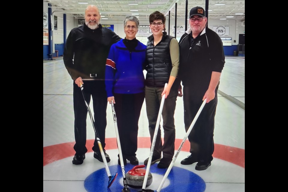 Team Greilach were the winners for the A curling event at the Nueme Memorial Bonspiel on March 30. Photo supplied.