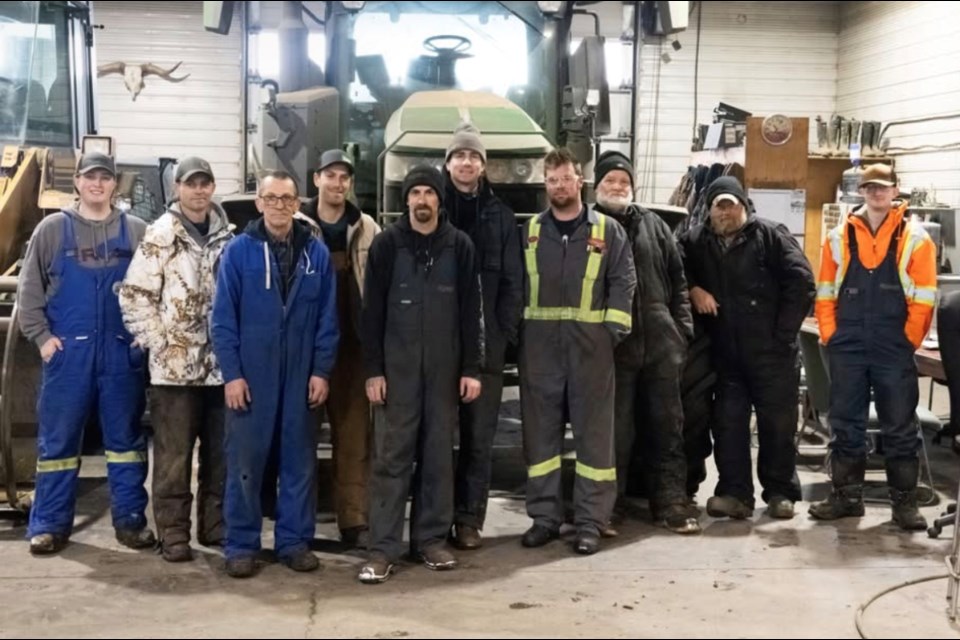 Barrhead and District FCSS Society visits Schmidt Livestock with goodies from the Pembina West Co-op on Feb 14 as part of raising awareness of men’s mental well-being. Photo Supplied. 