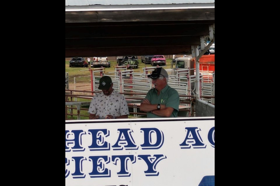 Steve Lyster (right) was the derby announcer along side of Nate Wilson, CST, from Don Wilson Surveys ( left) operating the drone capturing the action from above.