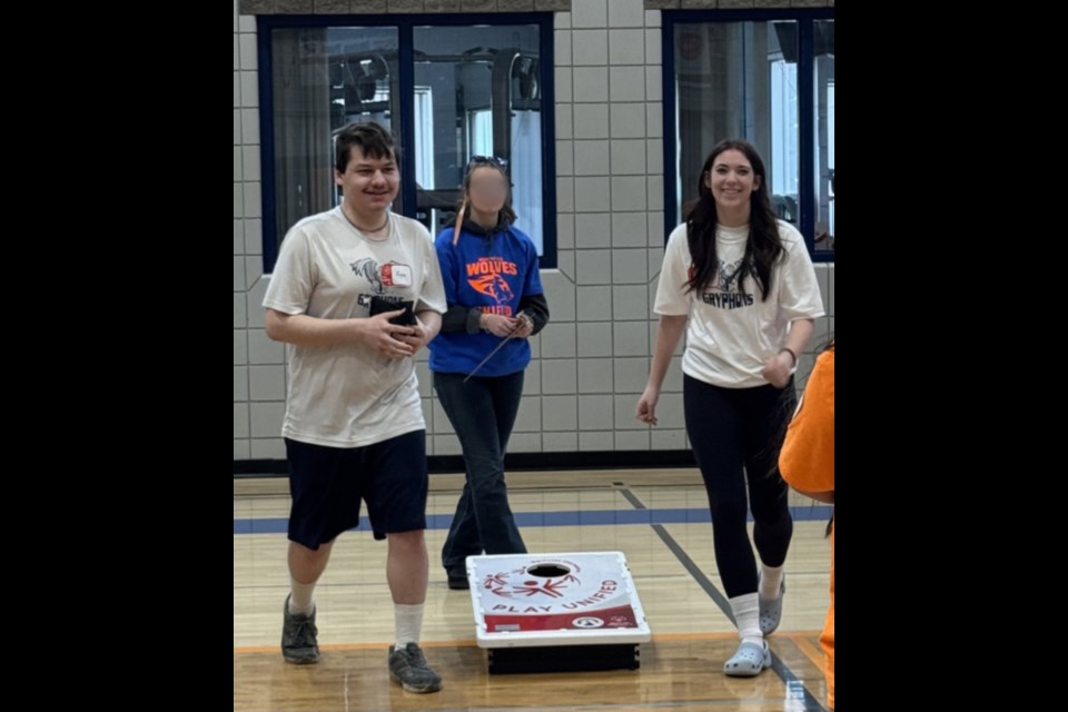 Barrhead Composite High School Students participated in the Unified Sports event in Morinville on April 16. L-R Rylen Grabler and Presley Daase. Photo Supplied.