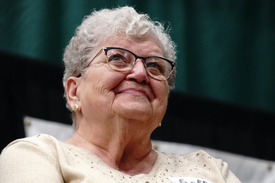 Violet Bandola, 84-year-old Perryvale area resident, was named the 2023 Pioneer Farm Woman of the Year during the 40th annual Farm Women’s Conference held in Athabasca Feb. 8. Bandola was recognized for her many years of hard work ensuring livestock, family, and friends are fed and well cared for. Photo by Lexi Freehill/AA.                                