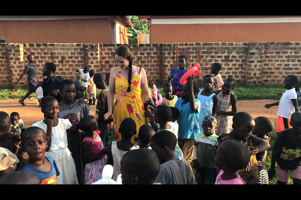 Port Coquitlam's Carli Travers at Abetavu in Uganda.