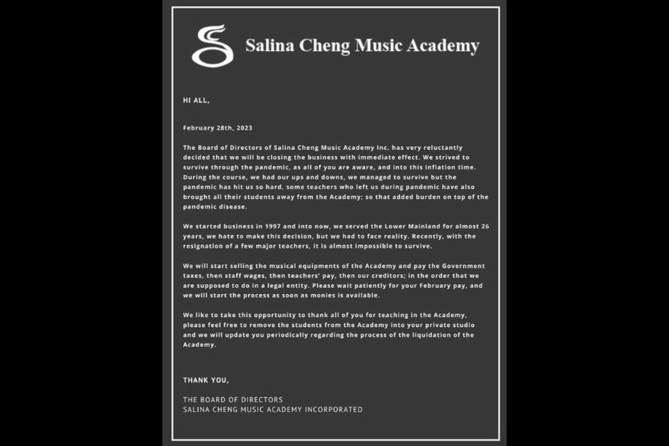 The notice that was sent to parents and students last month.