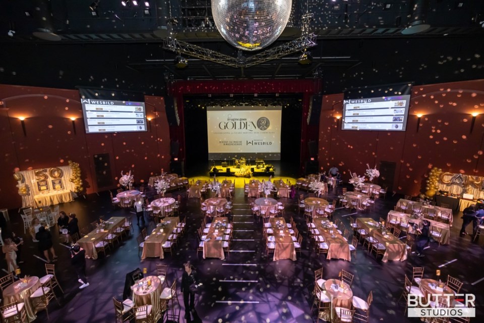 The set up for the 2022 Imagine gala for SHARE, held at the Hard Rock Casino Vancouver in Coquitlam.