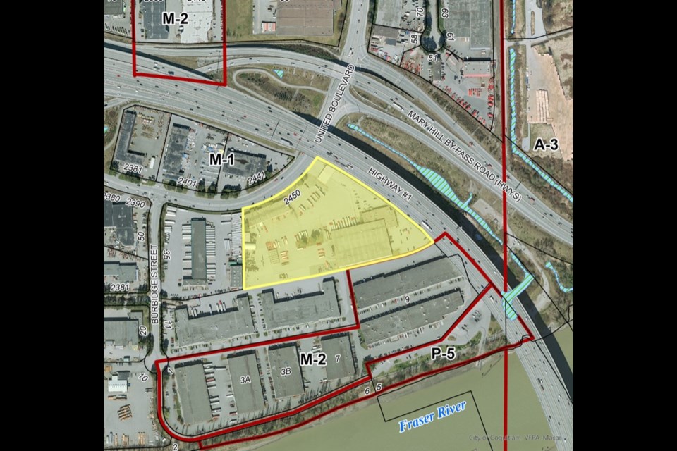A site map of 2450 United Blvd., Coquitlam.