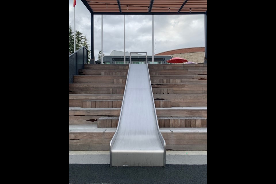 The slide is now open at the renovated Buchanan Square, south of Coquitlam city hall.