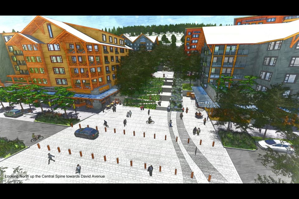 A rendering of the Burke Mountain Village, looking north.
